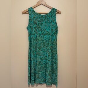 Sleeveless Teal Floral Print Dress